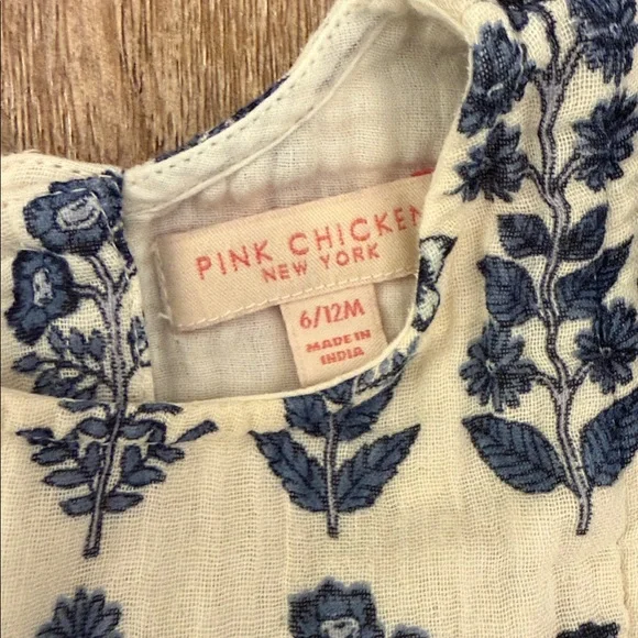 Pink Chicken Floral Bow Bubble Romper Onesie Size 6-12 Months - Picture 2 of 4